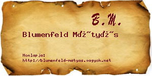 Blumenfeld Mátyás névjegykártya